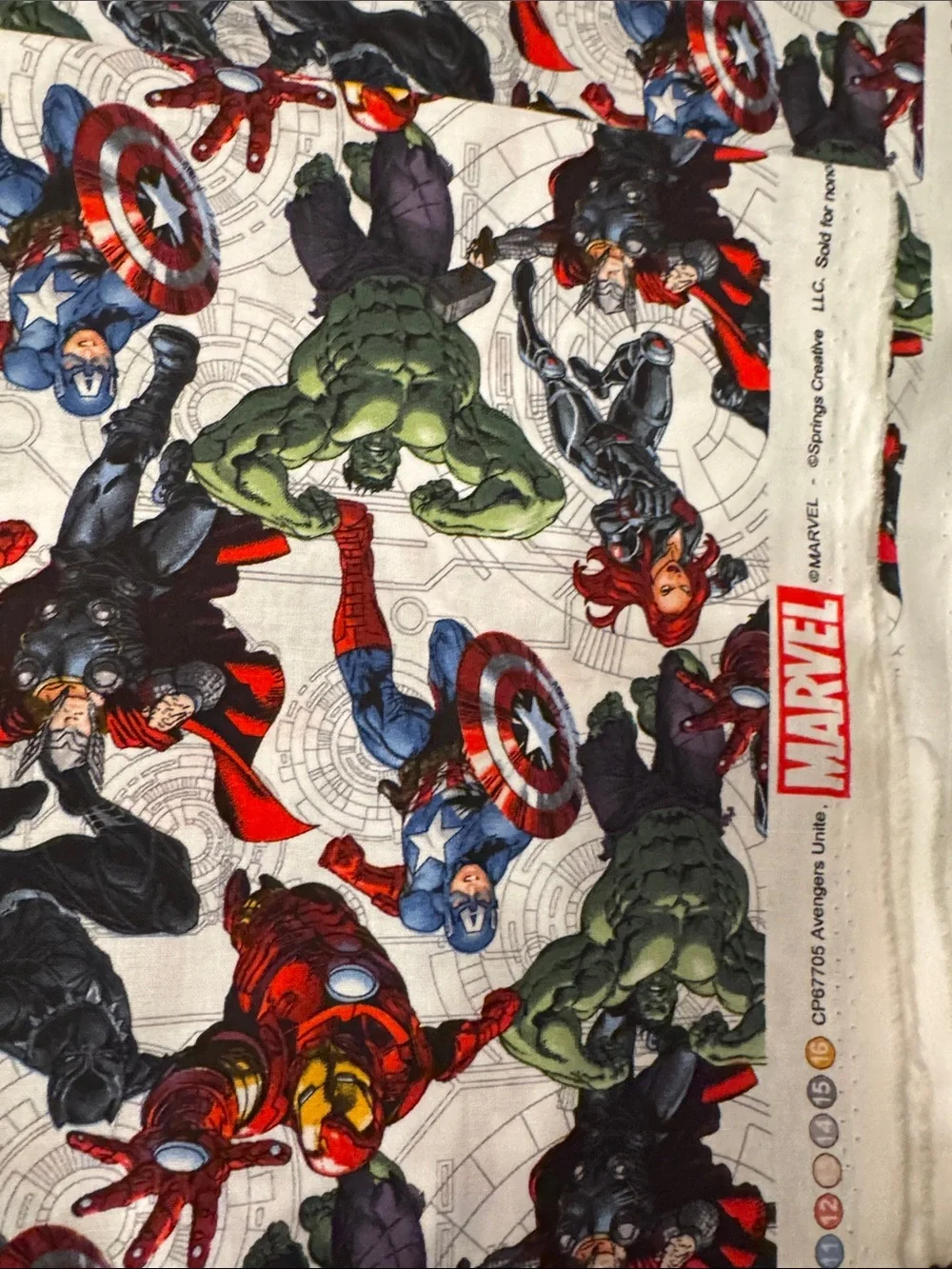 Fabric, Marvel Avengers Multi-Color Superhero Print 3 yards x 44/45” Wide